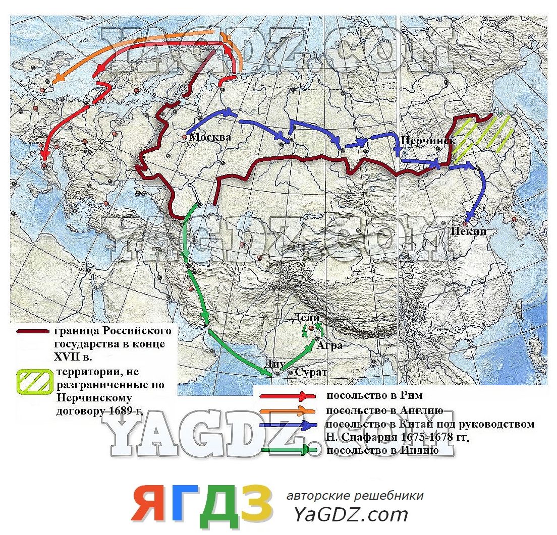 Россия в системе международных отношений 7 класс контурная карта