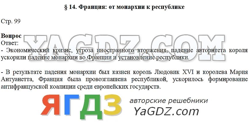 Презентация франция от монархии к республике загладин 8 класс